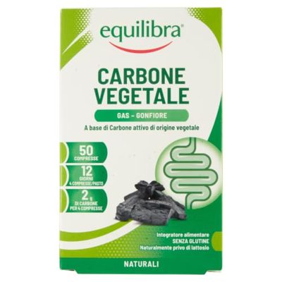 equilibra Integratori Alimentari - Integratore a Base di Carbone Vegetale - 50 Compresse