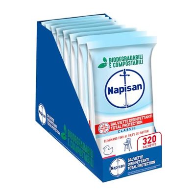 Napisan - 320 Salviette Disinfettanti Total Protection (8 Confezioni x 40 Salviette)