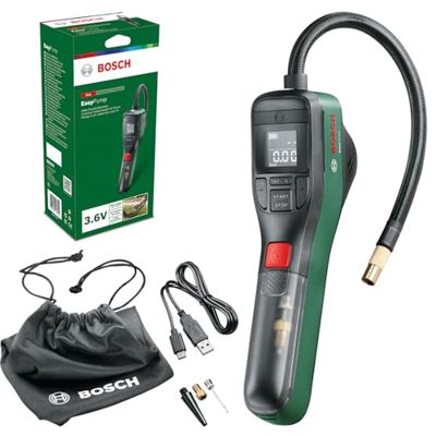 Gomme della bici o dell auto da rigonfiare? La minipompa elettrica Bosch EasyPump a batteria sta in tasca e si ferma da sola alla pressione impostata: 4,5 stelle.