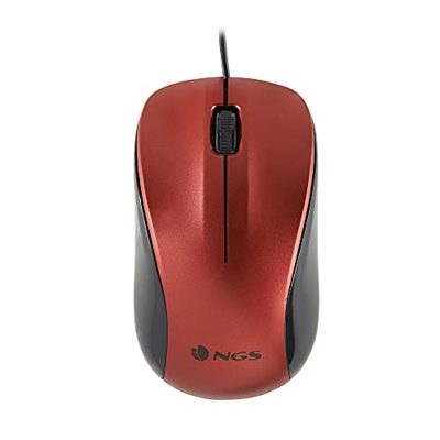 NGS CREW RED - Mouse Ottico 1200dpi con Cavo USB, Mouse per Computer o Laptop con 2 Pulsanti
