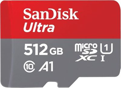 SanDisk 512GB Ultra scheda microSDXC + adattatore SD fino a 150 MB/s con prestazioni app A1 UHS
