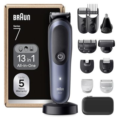 Braun Rasoio Elettrico Barba e Capelli Serie 7, Accessori AIO7565 Blu