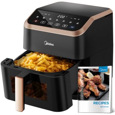 Midea Friggitrice ad Aria 5L, Vetro Trasparente